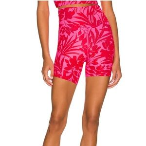 Beach Riot Neon Hibiscus bike shorts